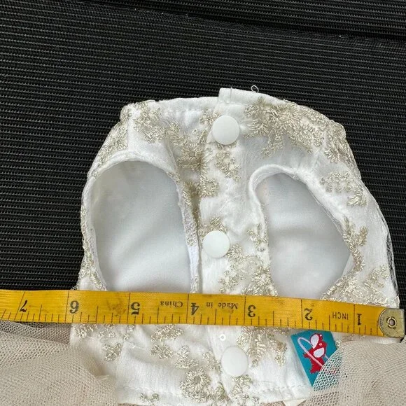 Dog Spring/Summer Breathable White Wedding Dress Princess with Pulling Cord XXS - Picture 8 of 9